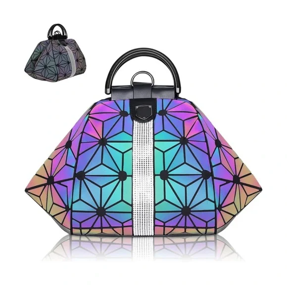 Bags Geometric Luminous Purses And Handbags Holographic
